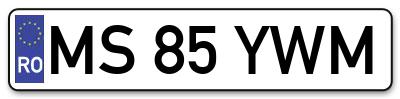 Placuta inmatriculare numar auto  MS-85-YWM, MS 85 YWM, MS85YWM