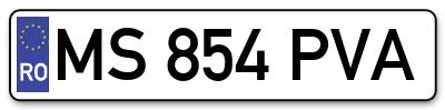 Placuta inmatriculare numar auto  MS-854-PVA, MS 854 PVA, MS854PVA