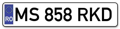Placuta inmatriculare numar auto  MS-858-RKD, MS 858 RKD, MS858RKD