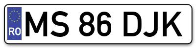 Placuta inmatriculare numar auto  MS-86-DJK, MS 86 DJK, MS86DJK
