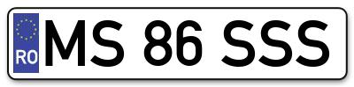 Placuta inmatriculare numar auto  MS-86-SSS, MS 86 SSS, MS86SSS