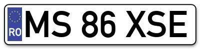 Placuta inmatriculare numar auto  MS-86-XSE, MS 86 XSE, MS86XSE