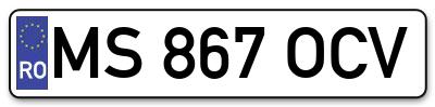 Placuta inmatriculare numar auto  MS-867-OCV, MS 867 OCV, MS867OCV