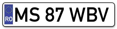 Placuta inmatriculare numar auto  MS-87-WBV, MS 87 WBV, MS87WBV