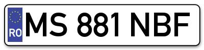 Placuta inmatriculare numar auto  MS-881-NBF, MS 881 NBF, MS881NBF