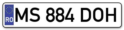 Placuta inmatriculare numar auto  MS-884-DOH, MS 884 DOH, MS884DOH