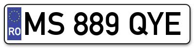 Placuta inmatriculare numar auto  MS-889-QYE, MS 889 QYE, MS889QYE