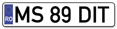 Placuta inmatriculare numar auto  MS-89-DIT, MS 89 DIT, MS89DIT
