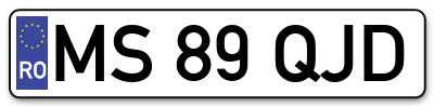 Placuta inmatriculare numar auto  MS-89-QJD, MS 89 QJD, MS89QJD