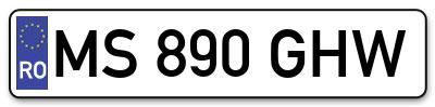 Placuta inmatriculare numar auto  MS-890-GHW, MS 890 GHW, MS890GHW
