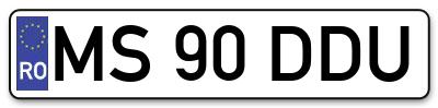Placuta inmatriculare numar auto  MS-90-DDU, MS 90 DDU, MS90DDU