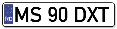 Placuta inmatriculare numar auto  MS-90-DXT, MS 90 DXT, MS90DXT