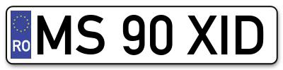 Placuta inmatriculare numar auto  MS-90-XID, MS 90 XID, MS90XID