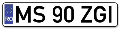 Placuta inmatriculare numar auto  MS-90-ZGI, MS 90 ZGI, MS90ZGI