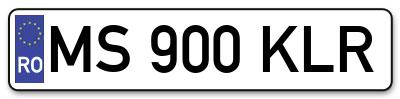 Placuta inmatriculare numar auto  MS-900-KLR, MS 900 KLR, MS900KLR