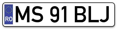 Placuta inmatriculare numar auto  MS-91-BLJ, MS 91 BLJ, MS91BLJ