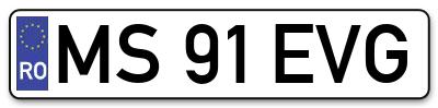 Placuta inmatriculare numar auto  MS-91-EVG, MS 91 EVG, MS91EVG