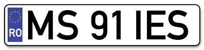 Placuta inmatriculare numar auto  MS-91-IES, MS 91 IES, MS91IES
