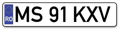 Placuta inmatriculare numar auto  MS-91-KXV, MS 91 KXV, MS91KXV