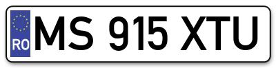 Placuta inmatriculare numar auto  MS-915-XTU, MS 915 XTU, MS915XTU