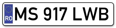 Placuta inmatriculare numar auto  MS-917-LWB, MS 917 LWB, MS917LWB