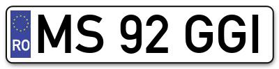 Placuta inmatriculare numar auto  MS-92-GGI, MS 92 GGI, MS92GGI