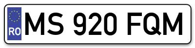 Placuta inmatriculare numar auto  MS-920-FQM, MS 920 FQM, MS920FQM