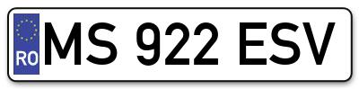 Placuta inmatriculare numar auto  MS-922-ESV, MS 922 ESV, MS922ESV