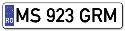 Placuta inmatriculare numar auto  MS-923-GRM, MS 923 GRM, MS923GRM