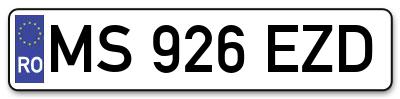 Placuta inmatriculare numar auto  MS-926-EZD, MS 926 EZD, MS926EZD