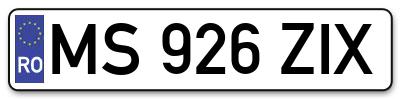 Placuta inmatriculare numar auto  MS-926-ZIX, MS 926 ZIX, MS926ZIX