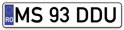 Placuta inmatriculare numar auto  MS-93-DDU, MS 93 DDU, MS93DDU