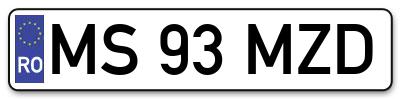 Placuta inmatriculare numar auto  MS-93-MZD, MS 93 MZD, MS93MZD