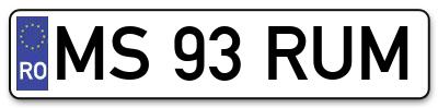 Placuta inmatriculare numar auto  MS-93-RUM, MS 93 RUM, MS93RUM