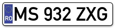 Placuta inmatriculare numar auto  MS-932-ZXG, MS 932 ZXG, MS932ZXG