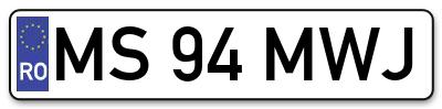 Placuta inmatriculare numar auto  MS-94-MWJ, MS 94 MWJ, MS94MWJ