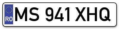 Placuta inmatriculare numar auto  MS-941-XHQ, MS 941 XHQ, MS941XHQ