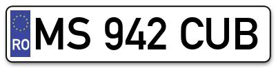 Placuta inmatriculare numar auto  MS-942-CUB, MS 942 CUB, MS942CUB