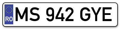 Placuta inmatriculare numar auto  MS-942-GYE, MS 942 GYE, MS942GYE