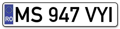 Placuta inmatriculare numar auto  MS-947-VYI, MS 947 VYI, MS947VYI