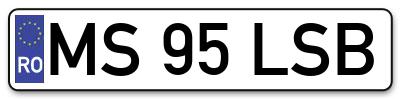 Placuta inmatriculare numar auto  MS-95-LSB, MS 95 LSB, MS95LSB