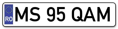 Placuta inmatriculare numar auto  MS-95-QAM, MS 95 QAM, MS95QAM