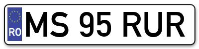 Placuta inmatriculare numar auto  MS-95-RUR, MS 95 RUR, MS95RUR