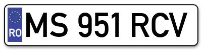 Placuta inmatriculare numar auto  MS-951-RCV, MS 951 RCV, MS951RCV