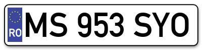 Placuta inmatriculare numar auto  MS-953-SYO, MS 953 SYO, MS953SYO