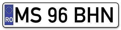 Placuta inmatriculare numar auto  MS-96-BHN, MS 96 BHN, MS96BHN