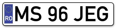 Placuta inmatriculare numar auto  MS-96-JEG, MS 96 JEG, MS96JEG