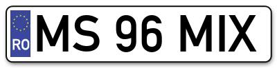 Placuta inmatriculare numar auto  MS-96-MIX, MS 96 MIX, MS96MIX