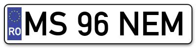Placuta inmatriculare numar auto  MS-96-NEM, MS 96 NEM, MS96NEM