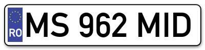 Placuta inmatriculare numar auto  MS-962-MID, MS 962 MID, MS962MID